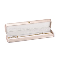 PU Leather Jewelry Box, with Resin Crown, for Necklace Packaging Box, Rectangle, Pink, 5.6x24.2x3.8cm(CON-C012-01D)