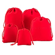 5 Style Rectangle Velvet Pouches, Candy Gift Bags Christmas Party Wedding Favors Bags, Red, 40pcs/bag(TP-LS0001-01C)