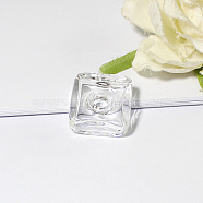 Handmade Lampwork Perfume Bottle Pendant, Square&Heart, Clear, 20x20mm(BOTT-PW0005-13B-07)