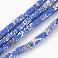 Synthetic Imperial Jasper Bead Strands, Dyed, Cuboid, Cornflower Blue, 12~13.5x4~4.5mm, Hole: 0.8mm, about 29pcs/strand, 14.96 inch~15.19 inch(38~38.6cm)(G-E508-02D)