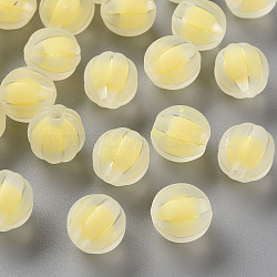 Transparent Acrylic Beads, Frosted, Bead in Bead, Pumpkin, Yellow, 11x11.5mm, Hole: 2mm, about 550pcs/500g(TACR-S152-07C-SS2105)