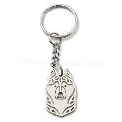 Non-Tarnish 304 Stainless Steel Keychain, Dog, Stainless Steel Color, 8.1cm(KEYC-Z003-04P)