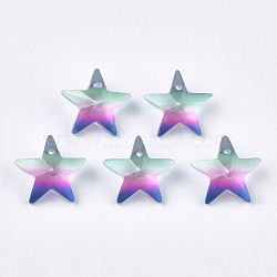 Rainbow K9 Glass Pendants, Faceted, Star, Colorful, 15.5x16.5x7.5mm, Hole: 1mm(GLAA-S180-16E)