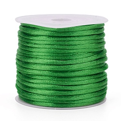 Nylon Cord, Satin Rattail Cord, for Beading Jewelry Making, Chinese Knotting, Lime Green, 2mm, about 10.93 yards(10m)/roll(NWIR-L006-2mm-09)