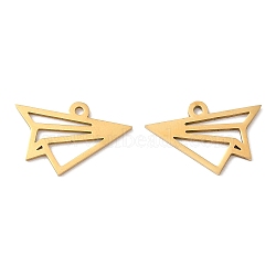 201 Stainless Steel Pendants, Paper Plane Charm, Golden, 12.5x19x1mm, Hole: 1.2mm(STAS-A084-03G)