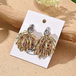 Alloy Leaf Tassel Stud Earrings for Women, Golden, 38.5~40x8~21mm(EJEW-A122-02G)