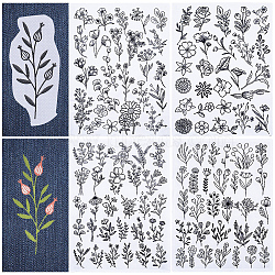4 Sheets 2 Style Bohemia Style Water Soluble Fabric, Wash Away Embroidery Stabilizer, Flower, 300x212x0.1mm, 2 sheets/style(DIY-CP0009-52F)