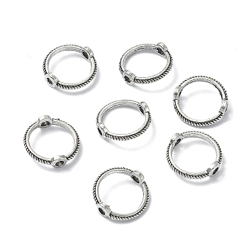 Tibetan Style Zinc Alloy Bead Frames, Round Ring, Antique Silver, 9mm, Hole: 1mm