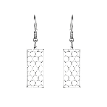 304 Stainless Steel Dangle Earring, Rectangle, Stainless Steel Color, No Size