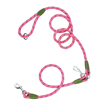 Nylon Dog Leash, Cross-shoulder Dog Leash, Reflective Threads for Large Medium Leads Rope Dogs Walking & Training, Hot Pink, 2500x12mm
