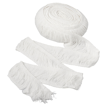 10 Yards Cotton Fringe Trimming Ribbon, Flat, White, 2-3/8 inch(60mm), about 10 yards(9.14m)/bag