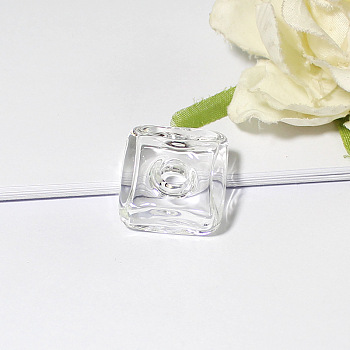 Handmade Lampwork Perfume Bottle Pendant, Square&Heart, Clear, 20x20mm