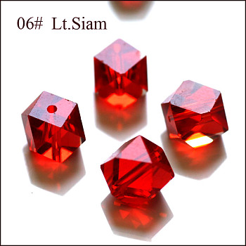 Imitation Austrian Crystal Beads, Grade AAA, Faceted, Cornerless Cube Beads, Red, 7.5x7.5x7.5mm, Hole: 0.9~1mm
