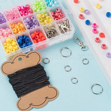 1 Box 13 Colors 325Pcs Plastic Barrel Beads(DIY-LS0003-02)-5