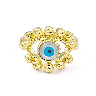Natural Shell Evil Eye Open Cuff Ring(RJEW-I091-06G)-2