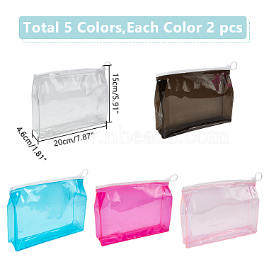 WADORN 10Pcs 5 Colors Transparent PVC Cosmetic Storage Zipper Bags(ABAG-WR0001-04)-2
