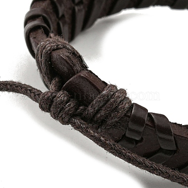 pulsera ajustable de cuero pu y cordón trenzado encerado(BJEW-F468-04)-4