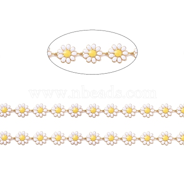 304 chaînes à maillons de fleur de marguerite en acier inoxydable avec émail(AJEW-J035-03G-09)-2