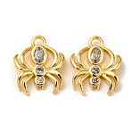 Brass Micro Pave Cubic Zirconia Charms, Spider, Real 18K Gold Plated, 11x9x2mm, Hole: 1.4mm(X1-KK-Q809-01G)