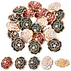 20Pcs 4 Colors Alloy Enamel Shank Buttons, with ABS Plastic Pearl Beads, Flower, 1-Hole, Mixed Color, 14.5x10.5mm, Hole: 2.5mm, 5pcs/color(BUTT-CY0001-15)