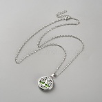 Alloy and 316 Surgical Stainless Steel and Cotton Hollow Essential Oil Necklaces for Women, Tree of Life, Stainless Steel Color, 24 inch(60.8cm)(NJEW-WH0031-06P)