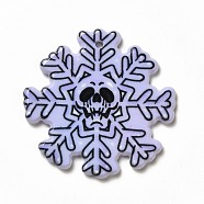 Christmas Printed Acrylic Pendants, with Skull Pattern Charm, Snowflake Pattern, 36x36x2.5mm, Hole: 1.8mm(MACR-K330-15B)