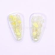 Plastic with Resin and Polymer Clay Accessories, DIY for Bobby pin Accessories, Oval with Lemon, Champagne Yellow, 55x29x5mm(RESI-CJC0007-32A)