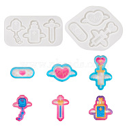 Pandahall 2Pcs 2 Style Medical Theme DIY Pendant Silicone Molds, for UV Resin & Epoxy Resin Jewelry Making, White, 100~118x118~185x11mm, Inner Diameter: 29~87x56~78mm, 1pc/style(DIY-TA0005-23)