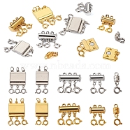 10Pcs 10 Styles Alloy Magnetic Clasps Slide Lock Clasps with Spring Ring Clasps, Mixed Shapes, Platinum & Golden, 19~31mm, 1pc/style(FIND-TA0002-03)