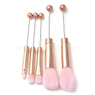 Beadable Makeup Brushes Set, Artificial Fiber Cosmetic Brushes Bristles, with Iron Handle, Rose Gold, 12.5~15.5cm, 5pcs/set(MRMJ-A004-01RG)