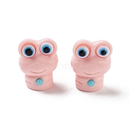 Resin Beads, Frog, Pink, 16x12.5x11.5mm, Hole: 2mm(FIND-M034-01F)