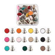 Alloy Button Pins for Jeans, with Resin, Garment Accessories, Flat Round, Mixed Color, 16x15mm, Pin: 1.2mm, Hole: 1.2mm, 11 colors, 2sets/color, 22sets/box(PALLOY-PJ0001-06)