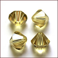 Imitation Austrian Crystal Beads, Grade AAA, Faceted, Bicone, Dark Khaki, 6x6mm, Hole: 0.7~0.9mm(SWAR-F022-6x6mm-213)