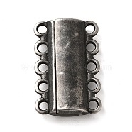 304 Stainless Steel Multi-Strand Magnetic Slide Clasps, 5-Strand, 10-Hole, Rectangle, Gunmetal, 28x18.5x6mm, Hole: 2.5mm(STAS-P325-04B)