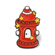 Fire Extinguishing Theme Black Alloy Enamel Pin Brooches, Hydrant, 30.5x18x1.5mm(JEWB-R272-03C)