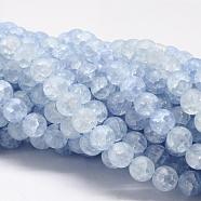 Synthetic Crackle Quartz Bead Strands, Round, Dyed, Frosted, Light Sky Blue, 8mm, Hole: 1mm, about 50pcs/strand, 15.75 inch(CCG-K002-8mm-05)