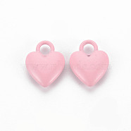 Spray Painted Alloy Charms, Cadmium Free & Lead Free, Heart, Flamingo, 14.5x11x4mm, Hole: 3mm(PALLOY-Q433-032D-RS)