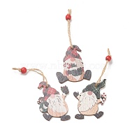 Christmas Theme Wood Big Pendant Decorations, with Hemp Rope & Bead, Santa Claus, Misty Rose, 137~143mm, 9pcs/box, box: about 240x89.5x15mm(HJEW-F010-04)
