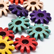 Flower Synthetic Turquoise Bead Strands, Dyed, Mixed Color, 29x8mm, Hole: 1mm, about 157pcs/1000g(G-M150-33)