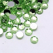 Imitation Taiwan Acrylic Rhinestone Cabochons, Faceted, Half Round, Light Green, 4x1.5mm, about 10000pcs/bag(GACR-A002-4mm-37)