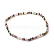 Faceted Rondelle Natural Tourmaline Beads Stretch Bracelets, Reiki December Birthstone Jewelry for Her, Inner Diameter: 2-3/8 inch(6.1cm)(BJEW-JB06383-11)