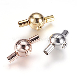 304 Stainless Steel Bayonet Clasps, Round, Mixed Color, 24x11x12mm, Hole: 3mm(STAS-F123-18)