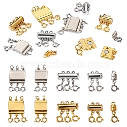 10Pcs 10 Styles Alloy Magnetic Clasps Slide Lock Clasps with Spring Ring Clasps, Mixed Shapes, Platinum & Golden, 19~31mm, 1pc/style(FIND-TA0002-03)