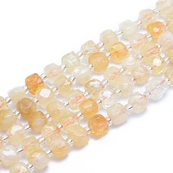 Natural Citrine Beads Strands, Faceted, Cube, 7.5~9x7.5~9x7.5~9mm, Hole: 0.8mm, about 37pcs/strand, 15.35 inches(39cm)(G-L552D-10A)