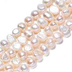 Natural Cultured Freshwater Pearl Beads Strands, Two Sides Polished, Creamy White, 5.5~7x5~6x3.5~5mm, Hole: 0.6mm, about 63~65pcs/strand, 13.58 inch~14.17 inch(34.5~36cm)(PEAR-N014-05B)