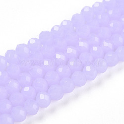 Glass Beads Strands, Imitation Jade, Faceted, Rondelle, Lilac, 2.9~3.3x2mm, Hole: 0.8mm, about 148~150pcs/strand, 39.5~40cm(EGLA-A044-J2mm-D11)