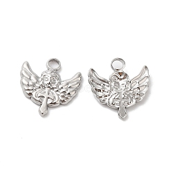 304 Stainless Steel Pendants, Angel Charms, Stainless Steel Color, 16x15x2mm, Hole: 2.5mm(STAS-K253-02P)
