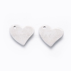 201 Stainless Steel Stamping Blank Tag Charms, Manual Polishing, Heart, Stainless Steel Color, 10x12x1mm, Hole: 1mm(STAS-F231-053P)