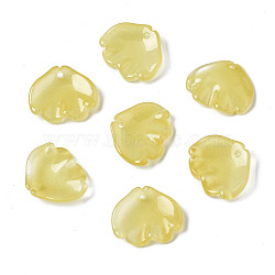 Transparent Spray Painted Glass Pendants, Imitation Jade Pendants, Petal, Light Khaki, 15x18x4mm, Hole: 1mm(GGLA-S054-014E-04)