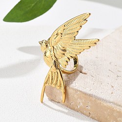 304 Stainless Steel Cuff Rings, Peace Dove, Real 18K Gold Plated, Inner Diameter: Adjustable(RJEW-Q011-01G)